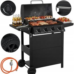 GRILL GAZOWY OGRODOWY LANDGRAF RUSZT MIEJSCE NA BUTLĘ TERMOMETR PÓŁKI